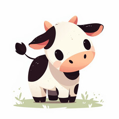 Fototapeta premium cow 2d flat illustration cartoon
