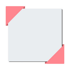 Blank Square Canvas with Pink Corner Protectors Isolated on White; can be used as a Text Frame or Border.