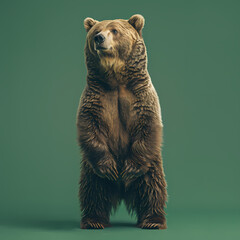 Fototapeta premium Full body of bear on solid green screen background, fashion photography, evenly lighting