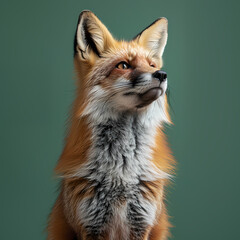 Obraz premium Full body of fox on solid green screen background, fashion photography, evenly lighting