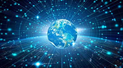 Obraz premium Craft an image that encapsulates the vastness of global cyberspace