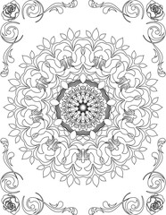Printable Mandala Coloring Page for Adults. Educational Resources for School for Kids. Adults Coloring Book. Mandala Coloring Activity Worksheet.