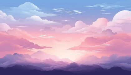 Pastel sky flat design top view sunset theme animation Triadic Color Scheme