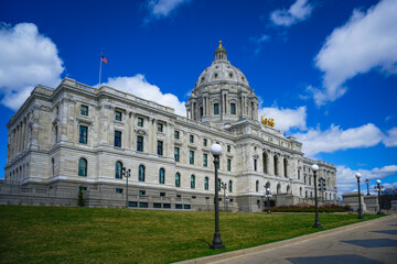 Minnesota State Capitol in Saint Paul, landmark architecture of Beaux-Arts American Renaissance...