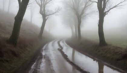 A muddy road veiled in mist and mystery upscaled_5