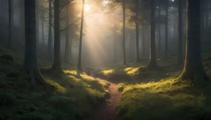 A secluded forest glen bathed in the soft light of upscaled_4