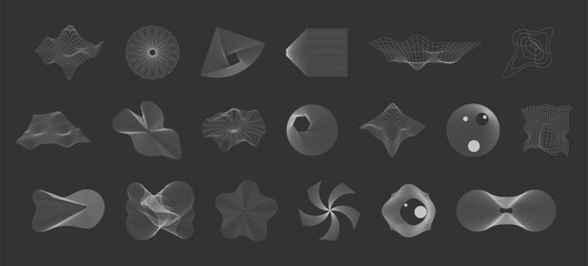 Geometric shapes of frames and grid in neon pink. Abstract backgrounds, patterns, cyberpunk elements in a fashionable psychedelic rave style. Retro-futuristic aesthetics of the 00s 2000s.