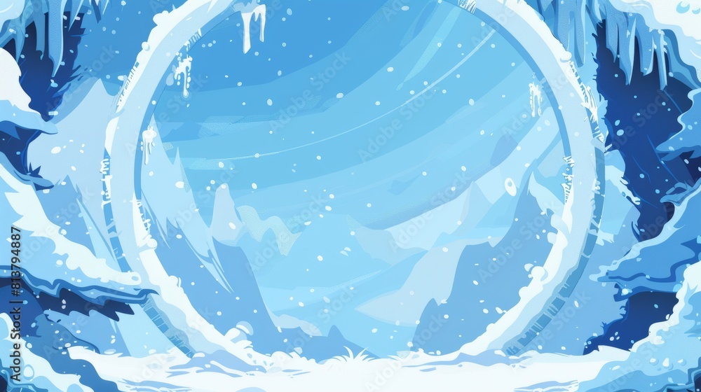 Poster an evolution set of winter medieval round borders with varying amounts of curling decoration edges f