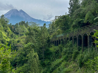 Plunyon old bridge located in Kali Kuning, Kaliurang, Yogyakarta, Indonesia