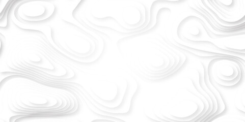 Abstract wavy line white paper cut background. Topographic canyon geometric map relief texture with curved layers and shadow. Abstract realistic papercut