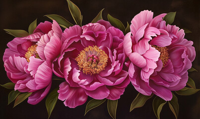 Magenta peony flowers look like the epitome of delicacy and elegance, exuding intense color and a rich floral aroma