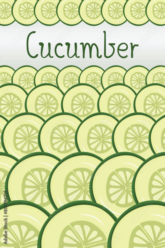 Wall mural Vegetable cucumber border or slice of cucumber frame banner with copy space