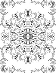 Printable Mandala Coloring Page for Adults. Educational Resources for School for Kids. Adults Coloring Book. Mandala Coloring Activity Worksheet.
