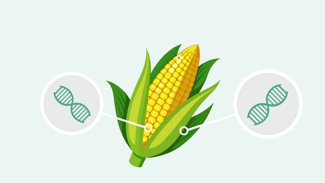 GMO corn with DNA icons popped up