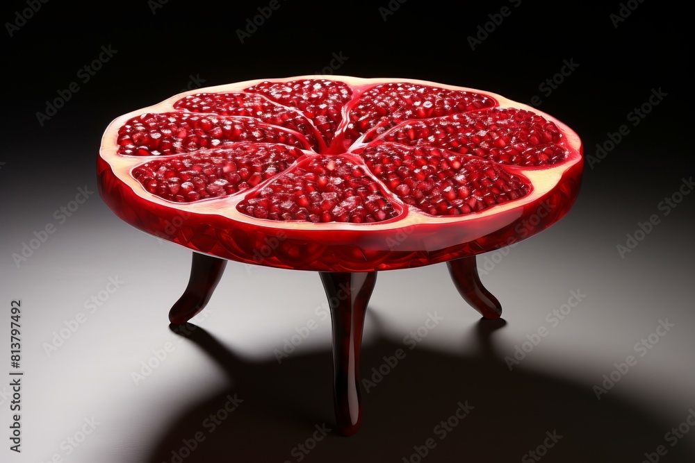Aufkleber artistic rendering of a chair designed like an open pomegranate on a moody backdrop