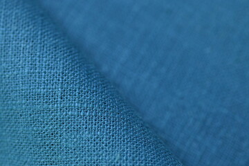 blue green hemp viscose natural fabric cloth color, sackcloth rough texture of textile fashion...