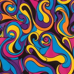 Vibrant Psychedelic Swirl Pattern in Bold Colors