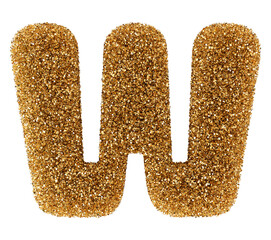 Golden Glitter 3D Font Letter W uppercase