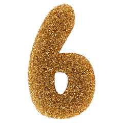 Golden Glitter 3D Number 6