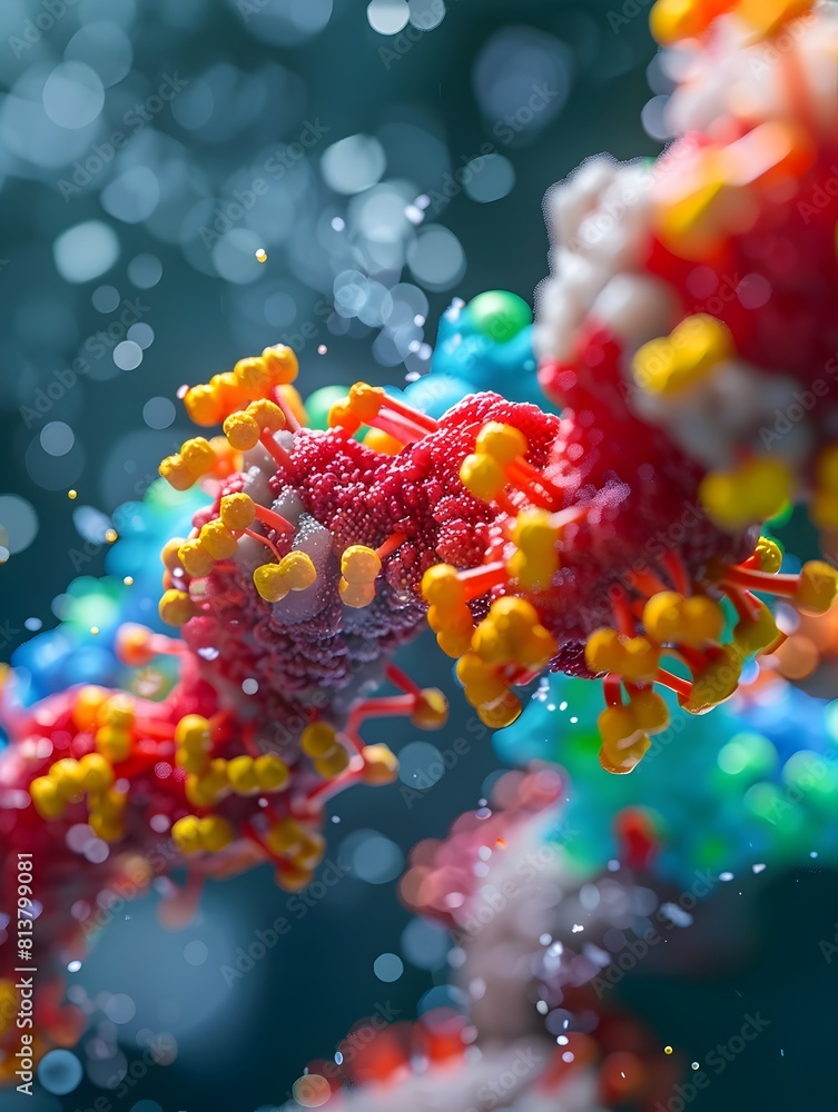 Poster molecular interaction model of insulin receptor tyrosine kinase domain in 3d rendering