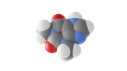 theophylline molecule, Respiratory Smooth Muscle Relaxants, molecular structure, isolated 3d model van der Waals