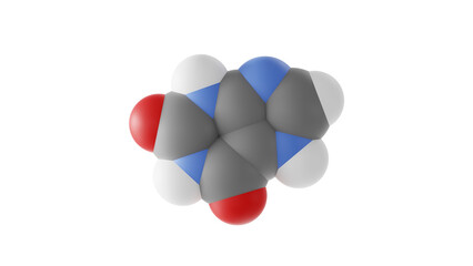 xanthine molecule, archaically xanthic acid, molecular structure, isolated 3d model van der Waals