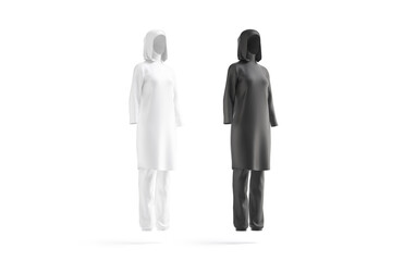 Blank black and white burkini mockup, side view