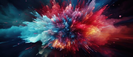 Fototapeta premium Bright fractal patterns of light and color glow in an abstract space design