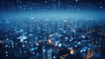 Obraz premium Smart city and communication network concept. IoT(Internet of Things). ICT(Information Communication Network).