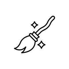Magic broom outline icons, minimalist vector illustration ,simple transparent graphic element .Isolated on white background