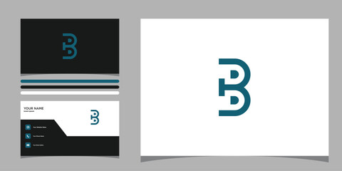 Letter b logo design with creative concept and business card. Premium Vector