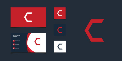 Letter c logo design with creative concept and business card. Premium Vector