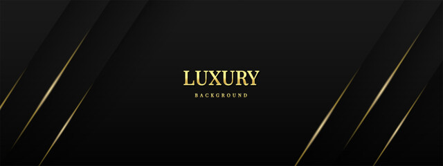 Abstract luxury black background with golden lines