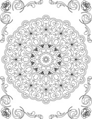 Printable Mandala Coloring Page for Adults. Educational Resources for School for Kids. Adults Coloring Book. Mandala Coloring Activity Worksheet.