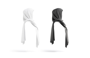 Blank black and white female shayla mockup, profile view