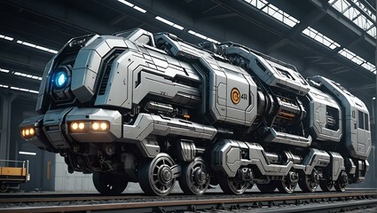3D CG rendering of heavy duty cargo freight train. High resolution
