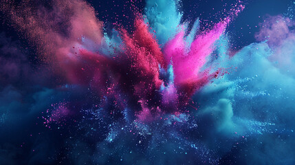 A surreal setup of Explosion of colored powder background