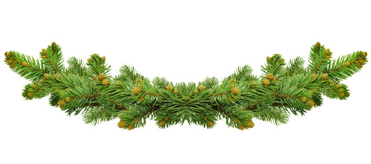 Christmas garland with pine tree branches. on transparent, png for New Year greeting cards, banners, invitations, calendars © 151115