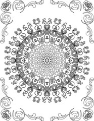 Printable Mandala Coloring Page for Adults. Educational Resources for School for Kids. Adults Coloring Book. Mandala Coloring Activity Worksheet.