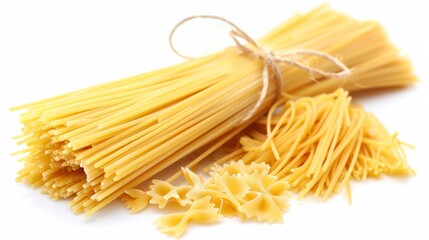 Collection of spaghetti isolated on white background. Set of multiple images. Part of series.