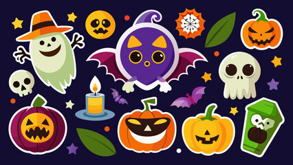 Fototapeta premium A set of stickers for halloween 