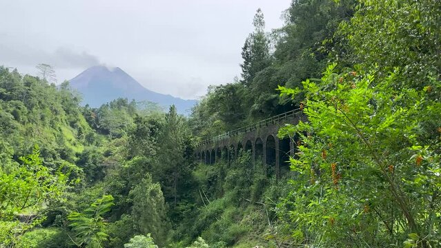 Plunyon old bridge located in Kali Kuning, Kaliurang, Yogyakarta, Indonesia
