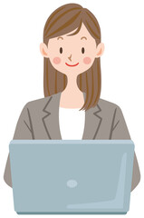 パソコンを使うスーツの女性　ビジネスウーマン
