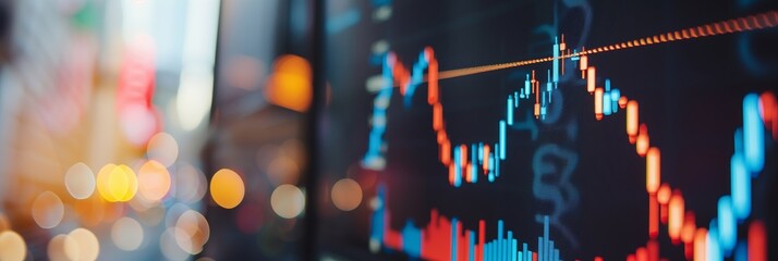 A vibrant blue stock market graph displayed on a digital screen, representing financial analysis and trading activities