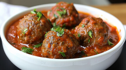 Moroccan-style meatballs with fresh parsley in a fragrant spiced tomato sauce, inspired by north african flavors