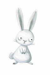 Fototapeta premium minimalist full body quirky arctic snowy rabbit isolated
