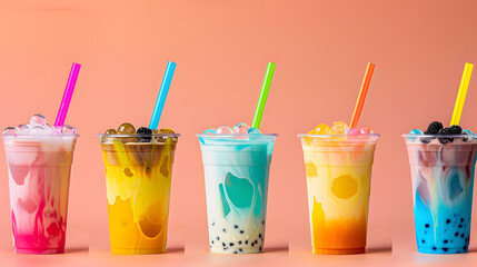 boba tea drink flavored milk and water blue orange and chocolate juice for commercial use 