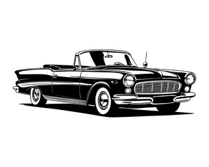 vintage abstract old school muscle car. poster of retro car. Classic vehicle symbol logotype. A classic car symbol silhouette. Vintage car simple line art logo.