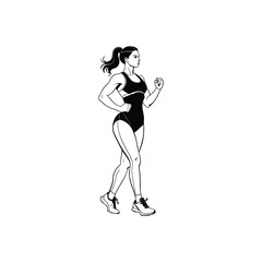 woman athletes silhouette, outline, line art. isolated on white vector illustration. female runner, sprinter, gym, fitness, sport, exercise drawing. 
