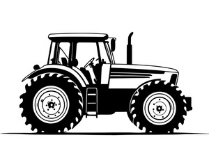 Steampunk Tractor Silhouette. Farm Machinery. Farm transport. Agricultural tractor, truck, lorry, harvester, combine, pickup, car symbol.